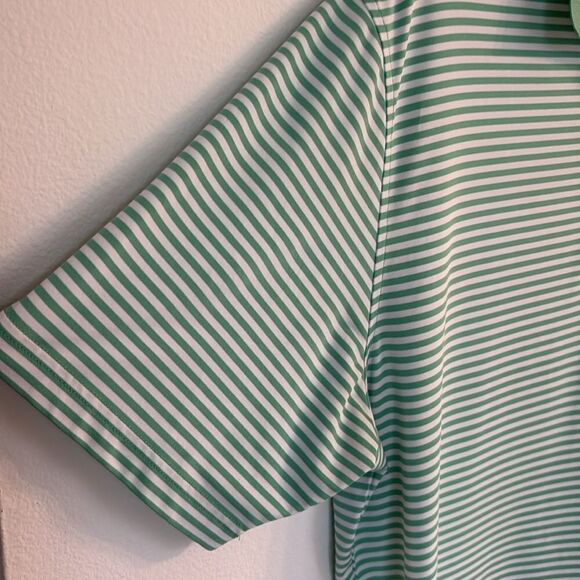 UNTUCKit Polo Shirt Green White Stripe Short Sleeve Stretch Fabric Size XXL - Picture 3 of 9